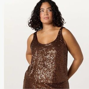 Brown Sequin Tank Top